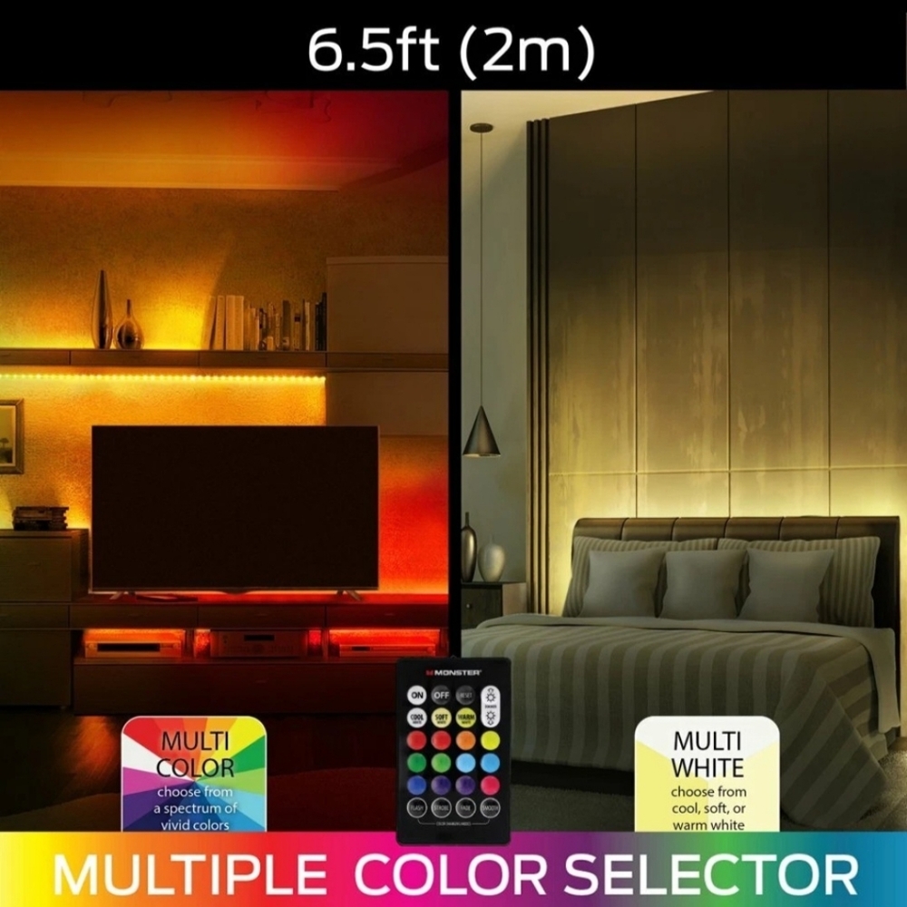 New Monster Multi-Color Multi-White LED Light Strip with Remote (MLB7-1027-BLK) - Picture 9 of 16